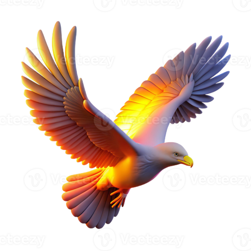 Glowing Bird in Flight with Luminous Feathers and Graceful Movement png