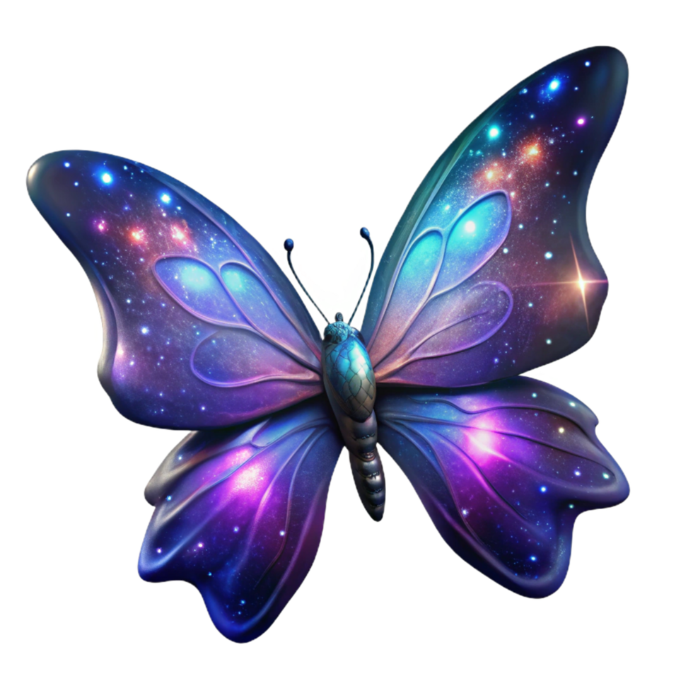 Cosmic Butterfly Celestial Wings, Galaxy Design, Night Sky, Purple, Blue, Fantasy Art, Digital Painting, Sparkling Stars, Vibrant Colors, Insect Art png
