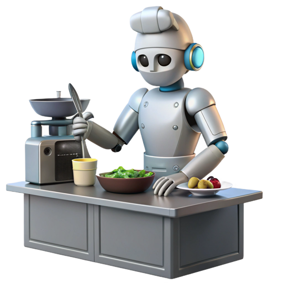 Robot Chef Preparing a Healthy Meal png