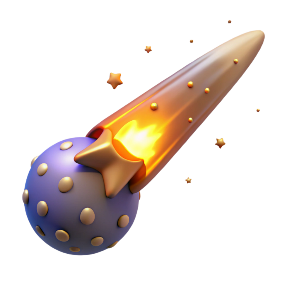 Celestial Body with Star Trail and Flaming Tail png