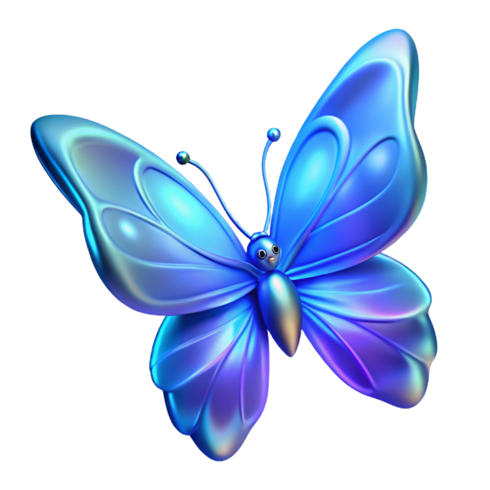 Iridescent Blue Butterfly A 3D Render png