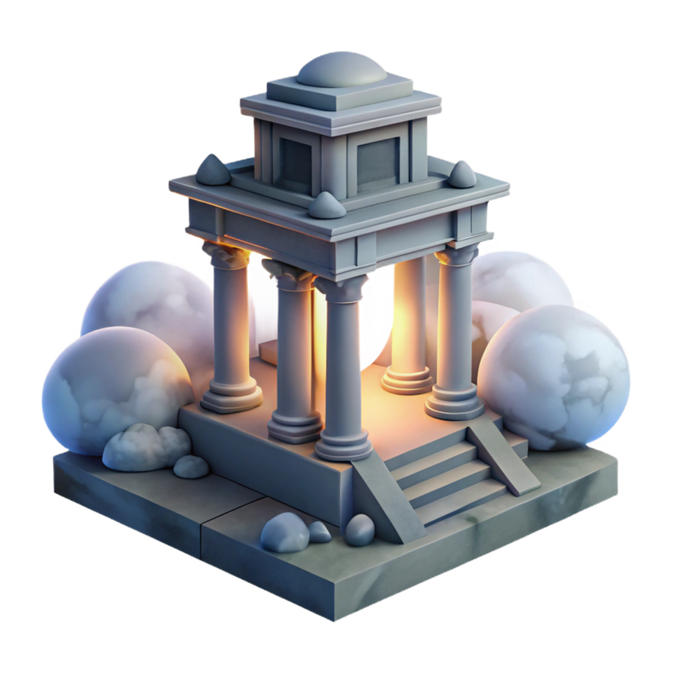 Ancient Stone Temple 3D Model Columns, Architecture, and Steps png