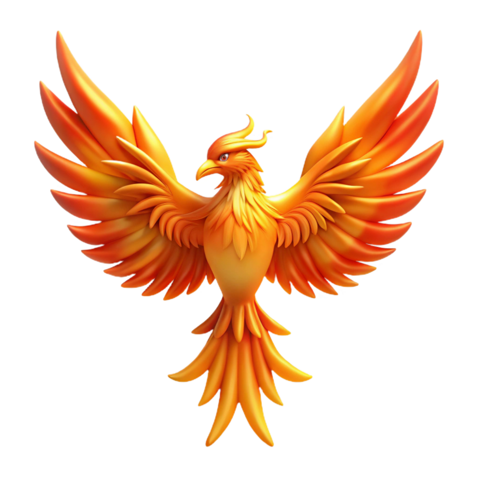Majestic Firebird 3D Render of Mythical Creature with Wings Aflame png