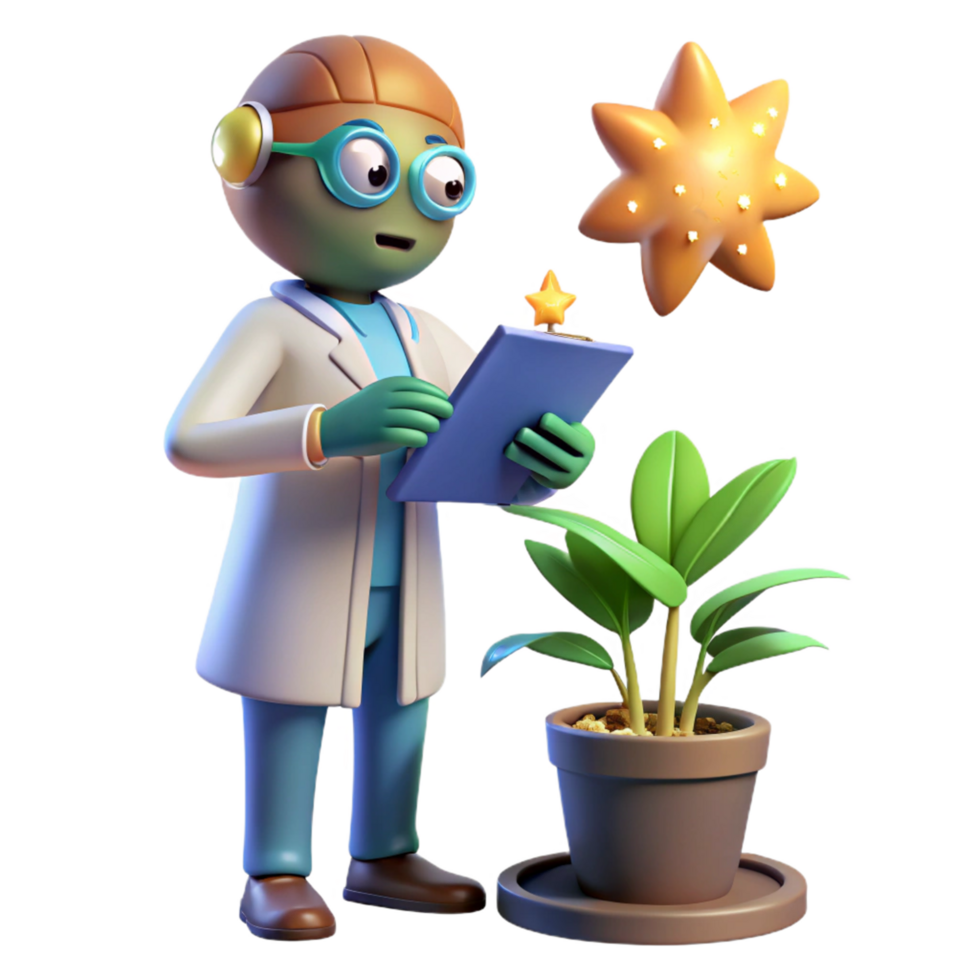 Scientist Examining Plant Growth Under Simulated Starlight png