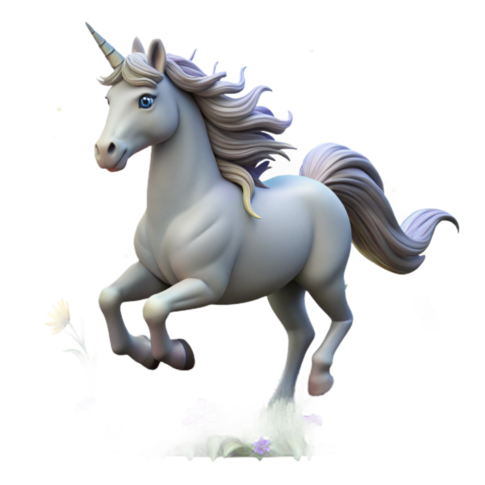 Magical Unicorn Galloping Through a Flowery Meadow png