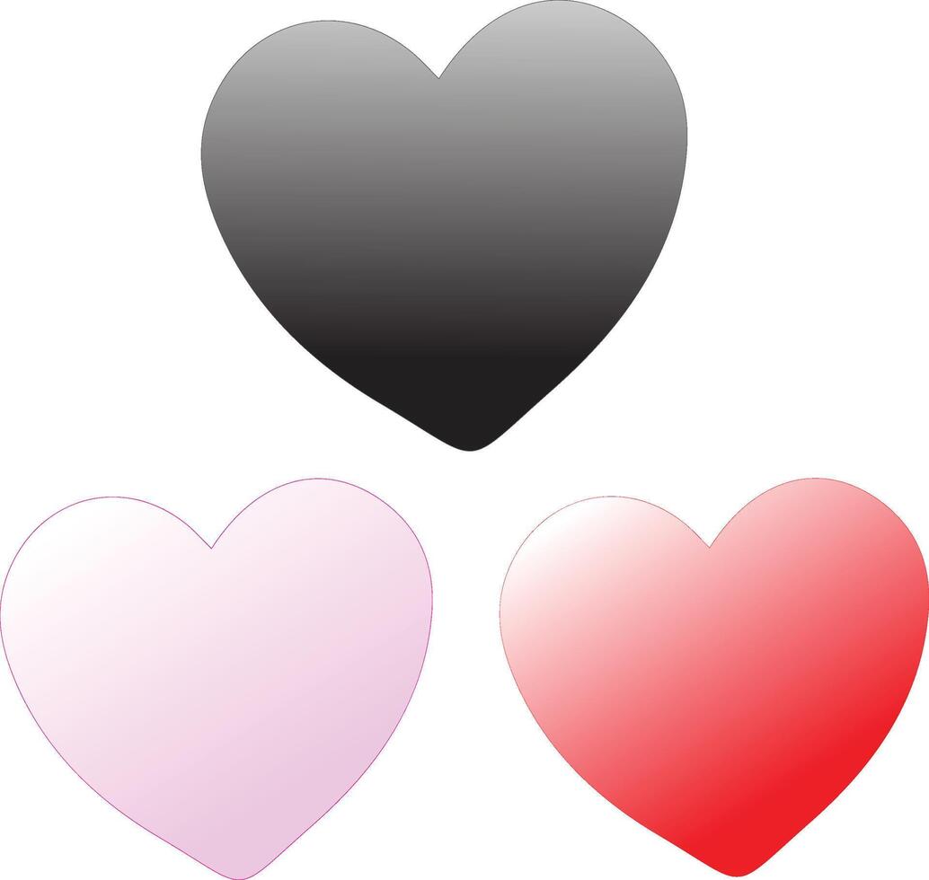 Three colorful gradient love designs vector
