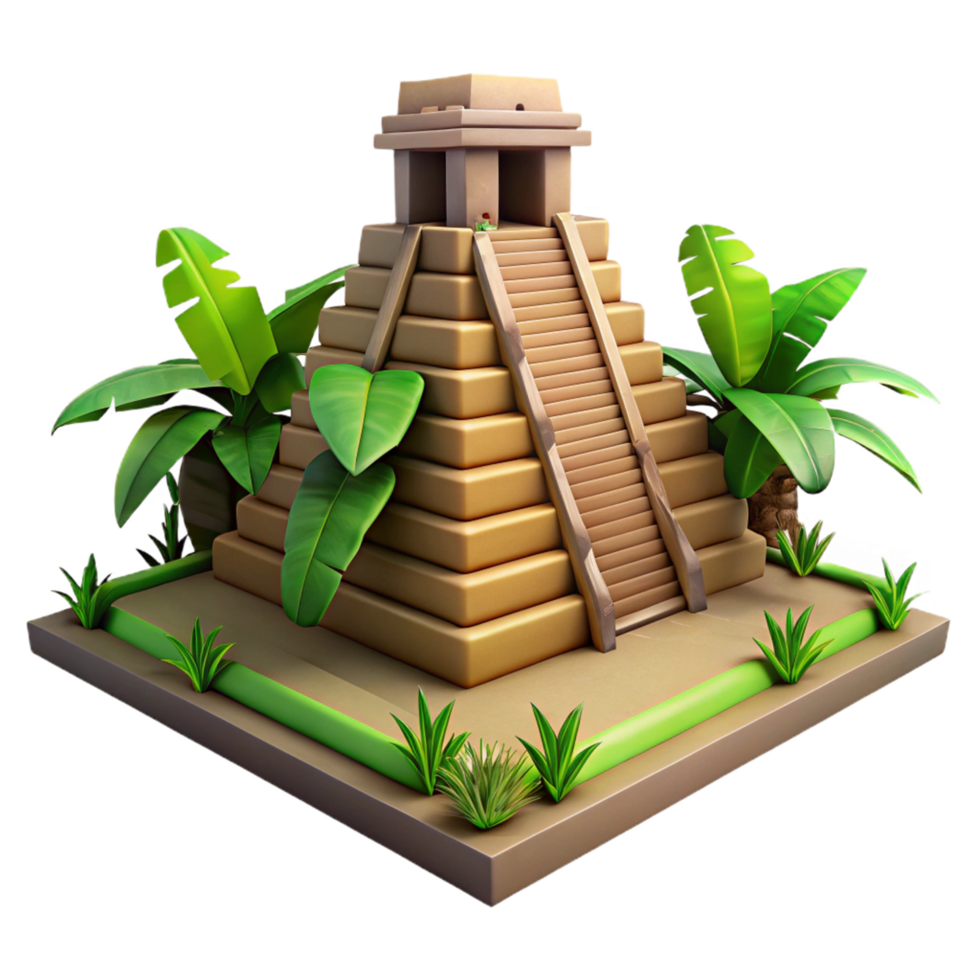 Ancient Pyramid Structure with Tropical Foliage png