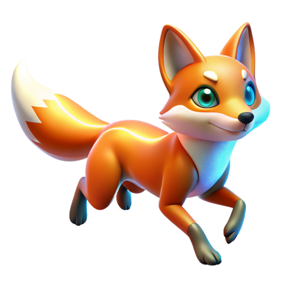3D Render of an Adorable Orange Fox in Motion png