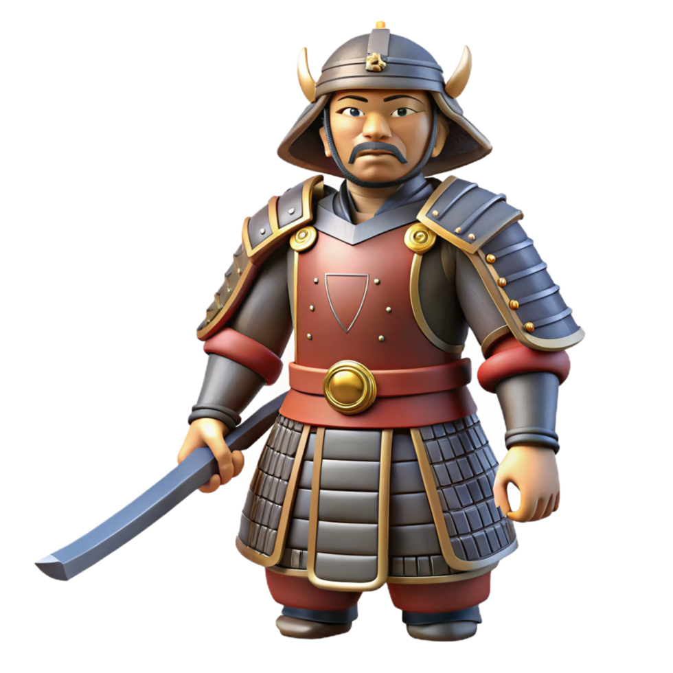 3D Render of a Samurai Warrior in Full Armor png