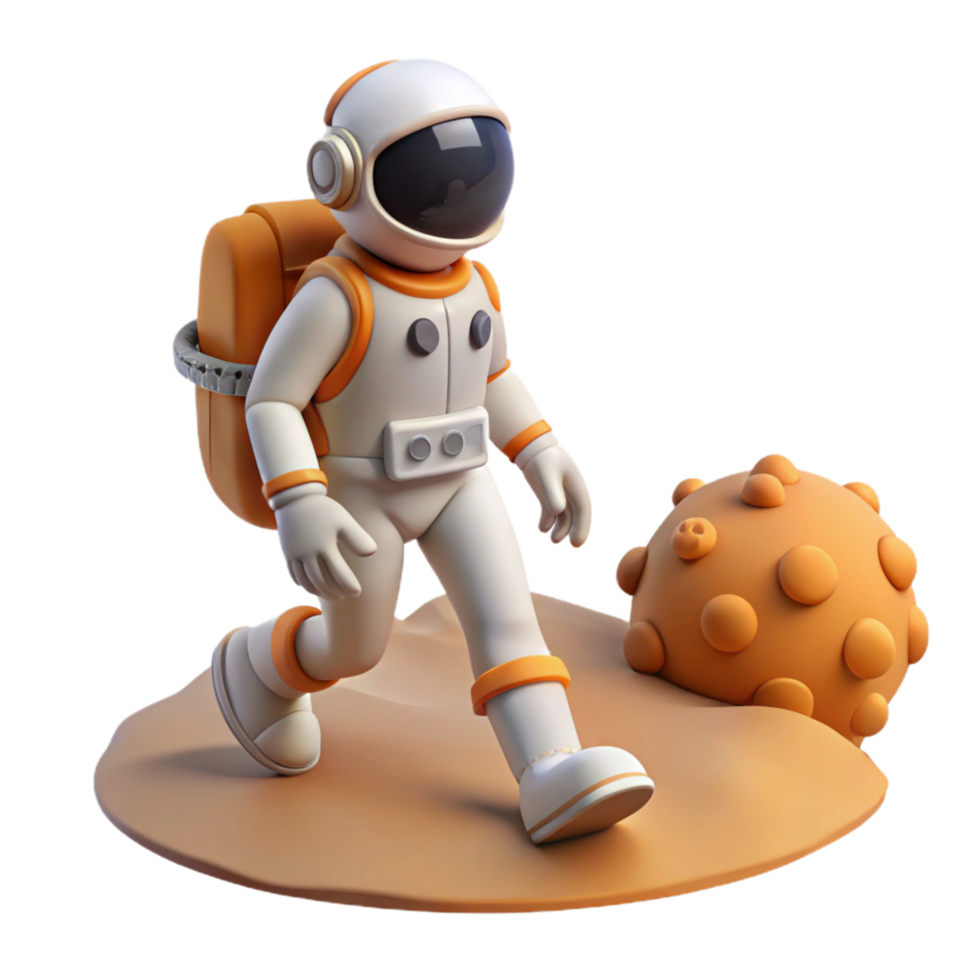 Astronaut Exploring Planetary Surface with Unique Rock Formation png