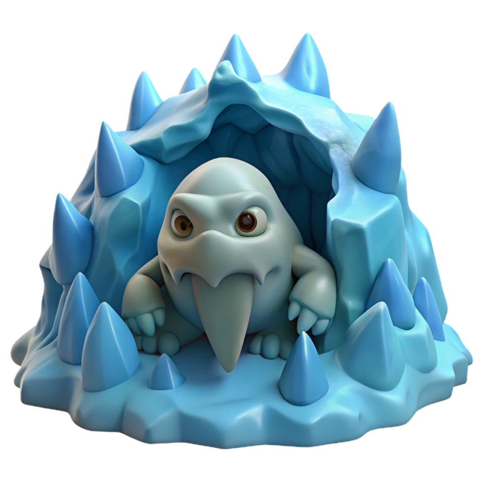 3D Render of a Cryptid in an Ice Cave png