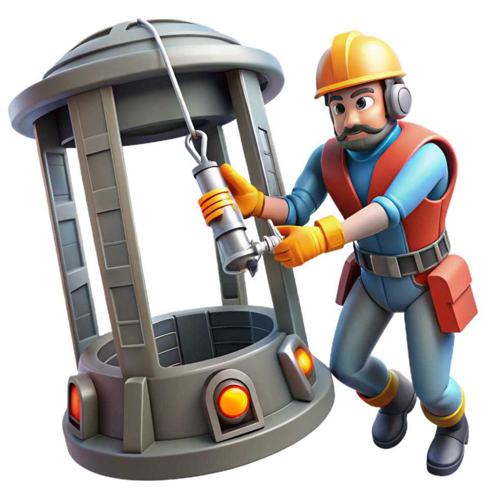Worker Repairing Industrial Elevator Shaft png