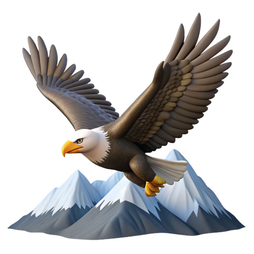 Majestic Eagle Soaring Over Snowy Mountains png