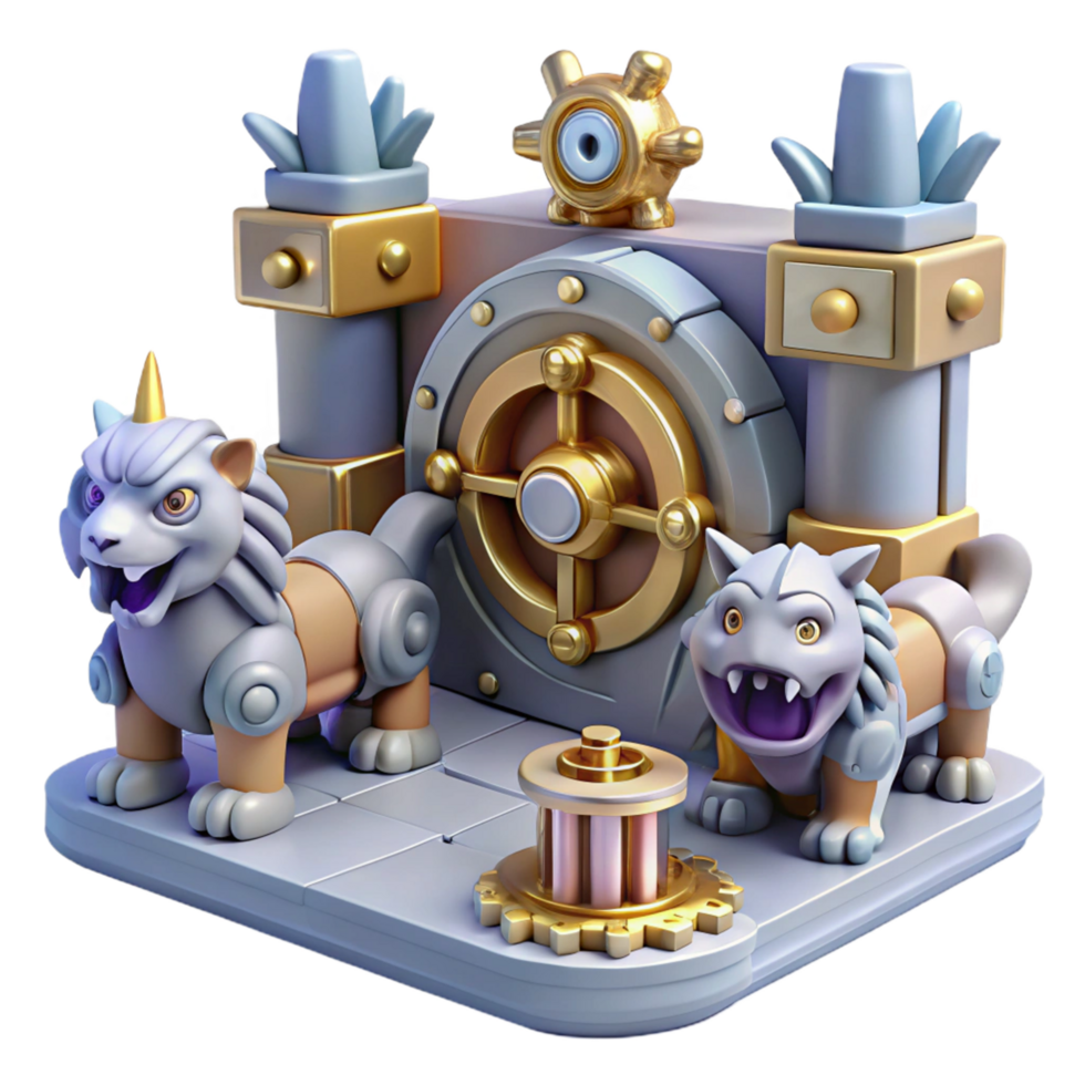 Fantasy Creature Guardians of a Steampunk Vault png