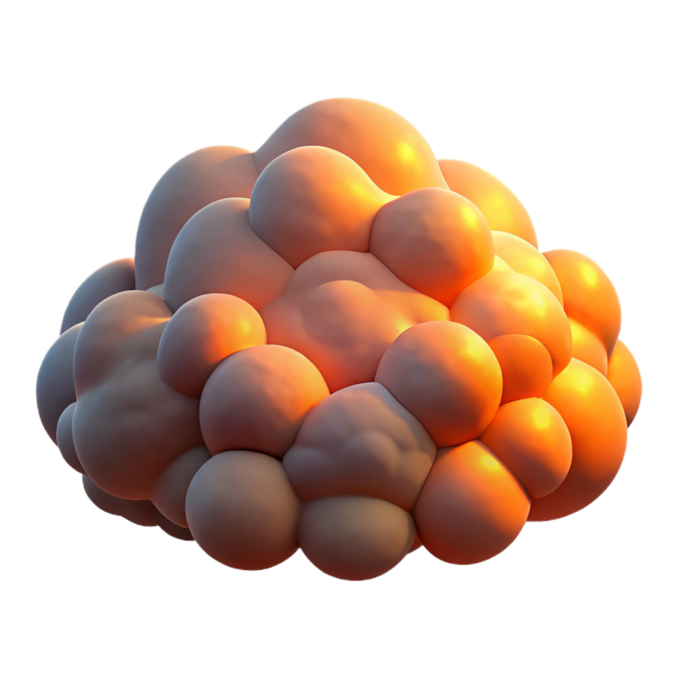 Abstract 3D Render of a Cluster of Illuminated Spheres png