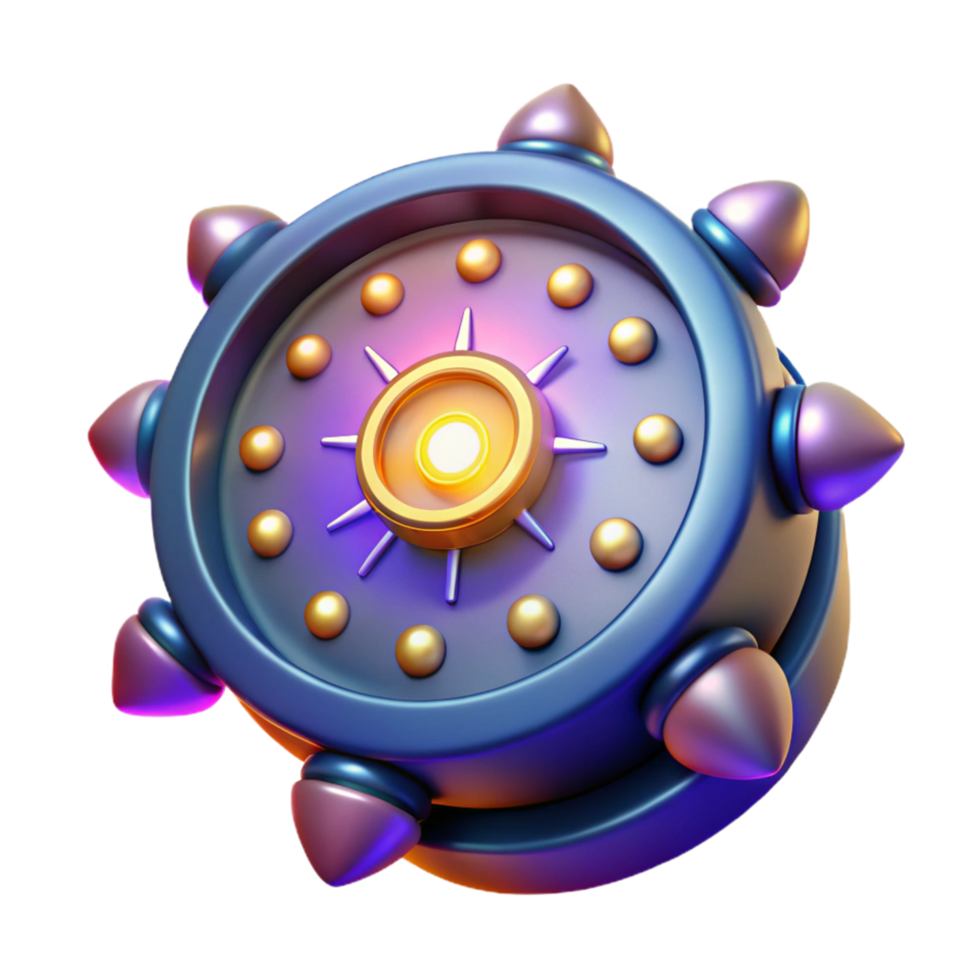 3D Render of a Futuristic Spiked Circular Device png