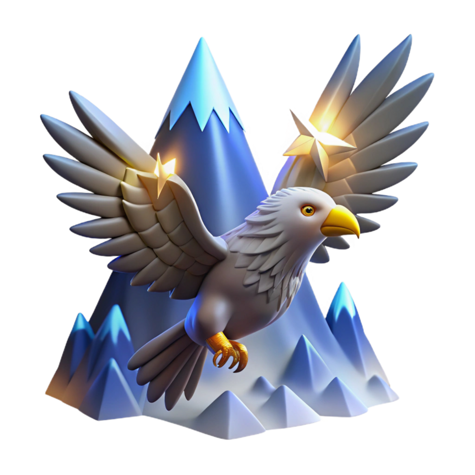 Majestic Eagle Soaring Above Sparkling Mountain Peaks png
