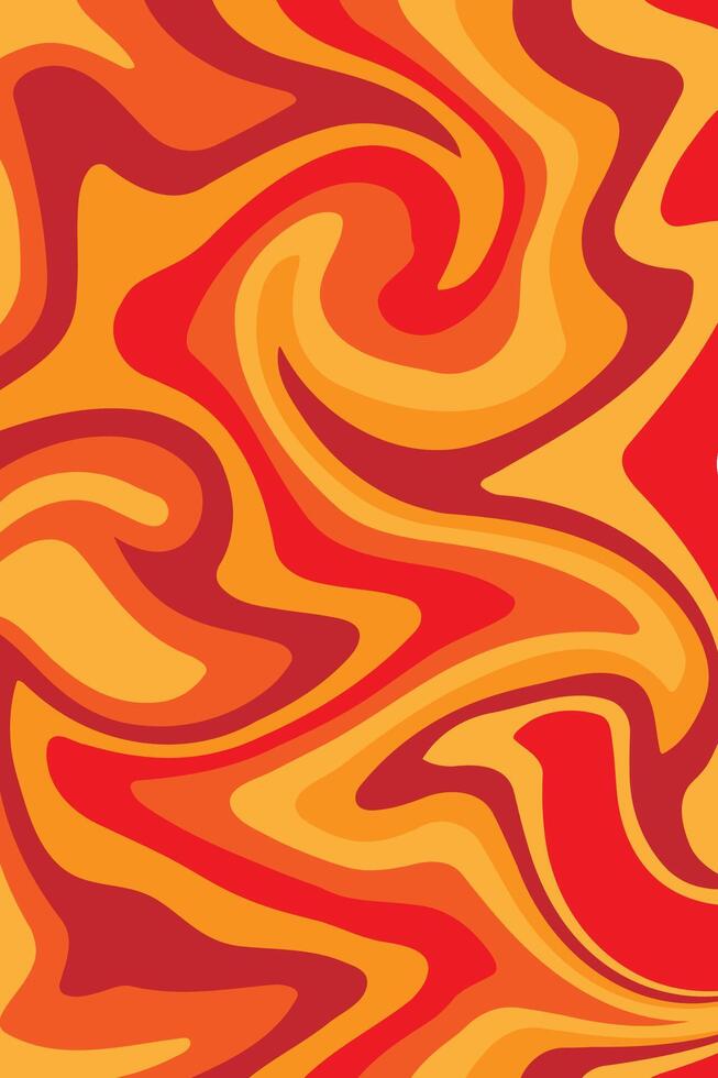 Abstract swirling fluid patterns of red and yellow background illustration vector