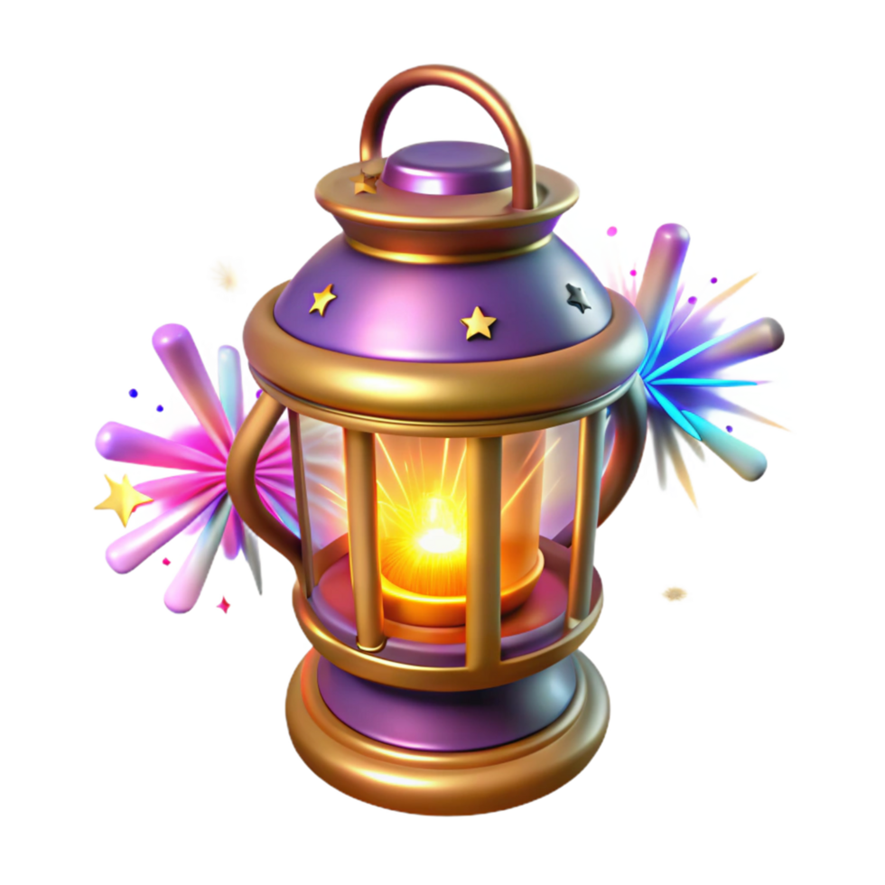 Magical Lantern with Festive Fireworks png