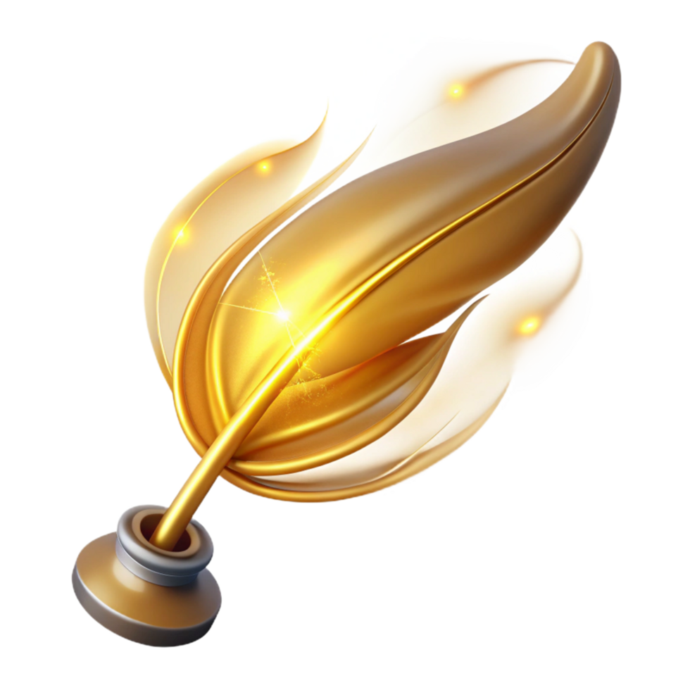 Golden Quill Abstract Feather Design, Luxury, Elegance, and Writing png