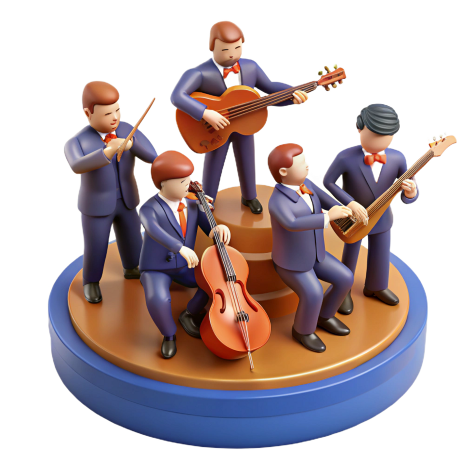 String Quartet Musicians Playing Classical Instruments on Stage png