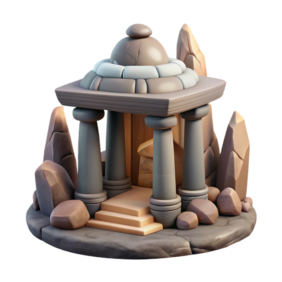 Stone Temple 3D Model Ancient Architecture, Game Asset, Fantasy Structure png
