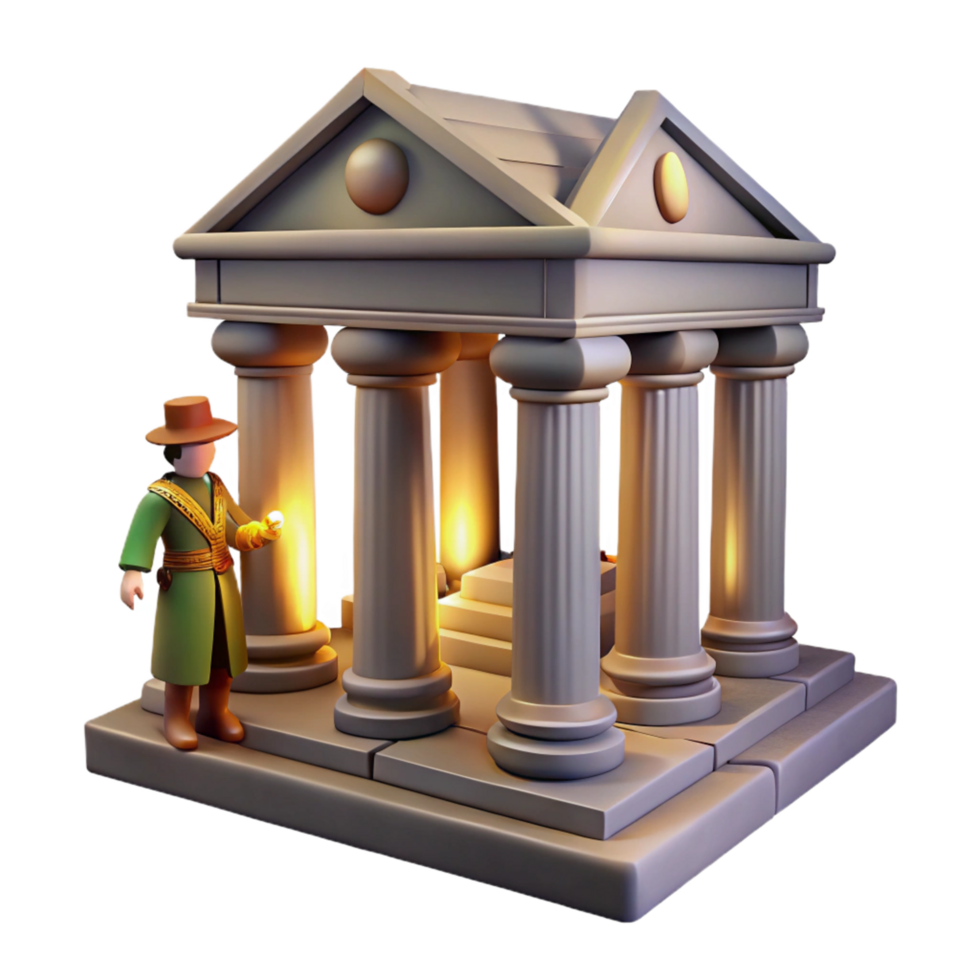Ancient Temple Exploration A 3D Render of a Mystical Shrine png
