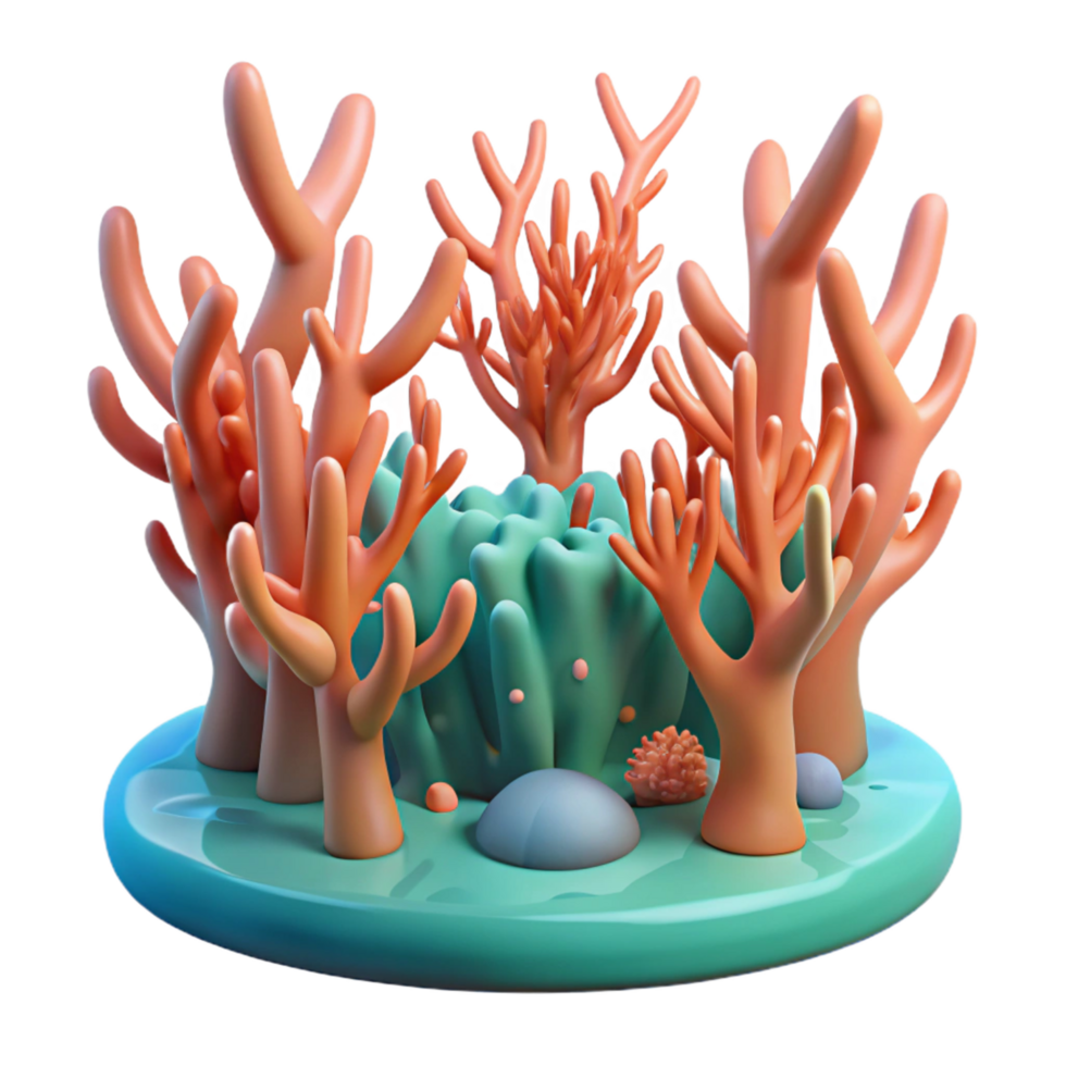 Vibrant 3D Render of Coral Reef Ecosystem png