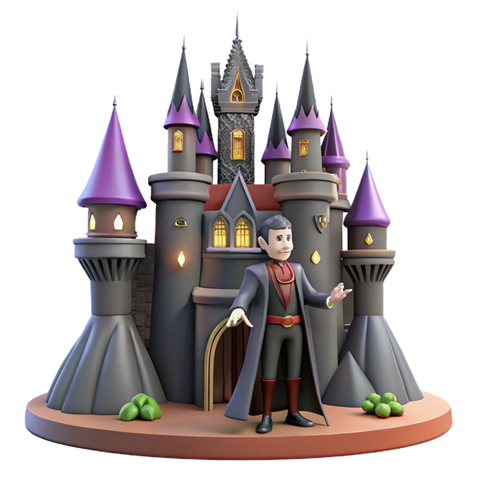 3D Render of a Vampire in a Dark Castle png