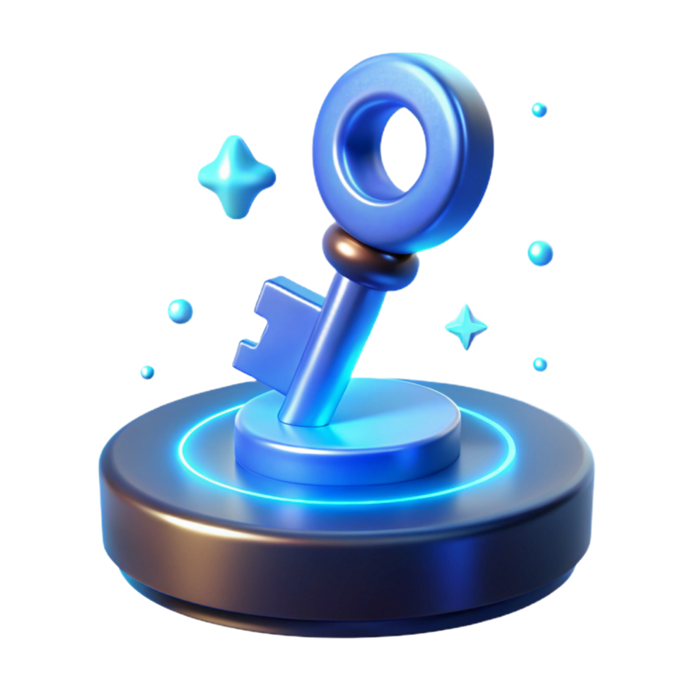 Unlocking Potential A 3D Render of a Glowing Key png