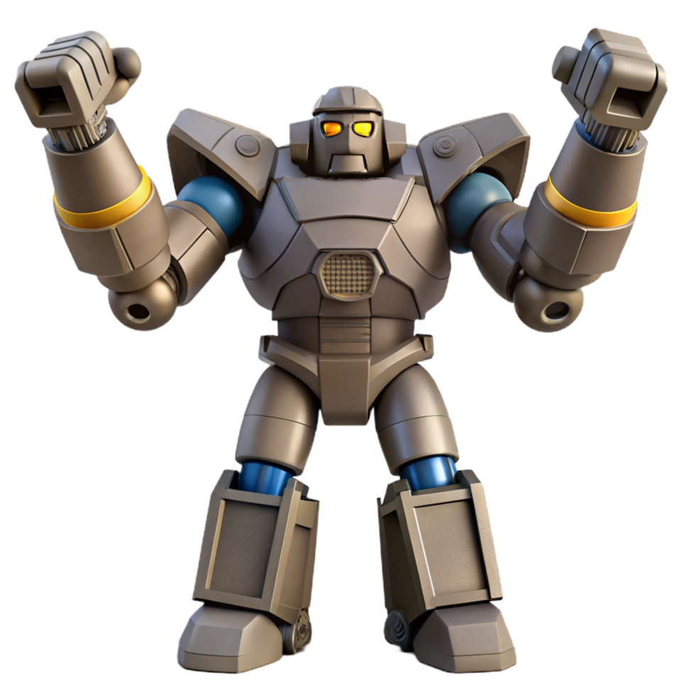Powerful Metal Robot A 3D Render of a Large, Armored Mechanical Figure png
