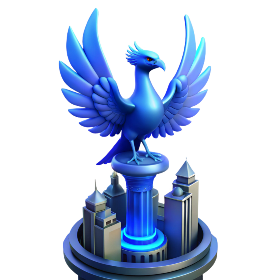 Majestic Phoenix Atop City Monument 3D Render png