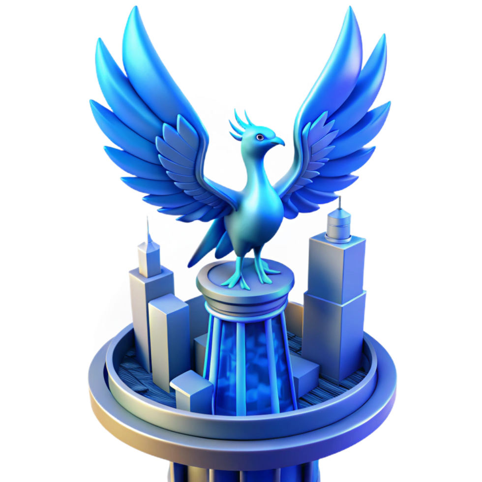Majestic Phoenix Atop Urban Skyline 3D Render png
