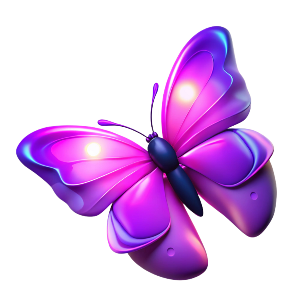 Vibrant Purple Butterfly 3D Render of Glowing Insect png