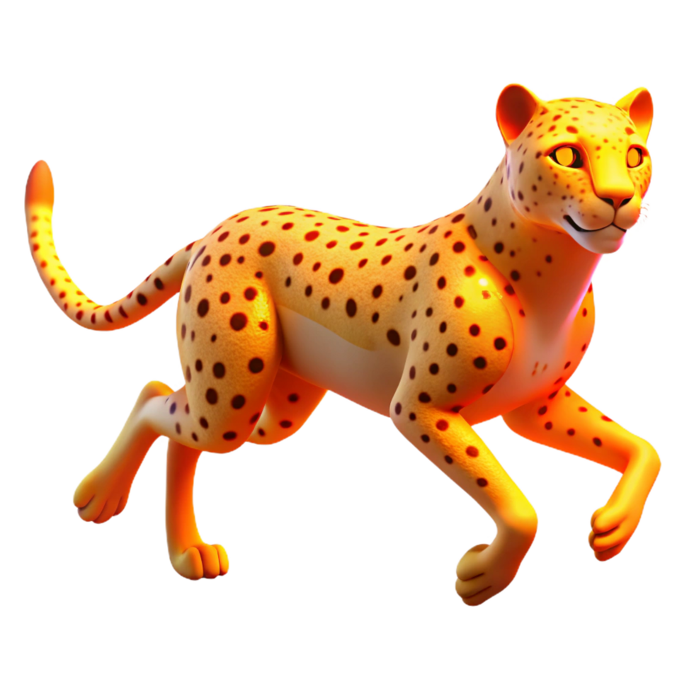 Animated Cheetah in Motion 3D Render of a Running Big Cat png