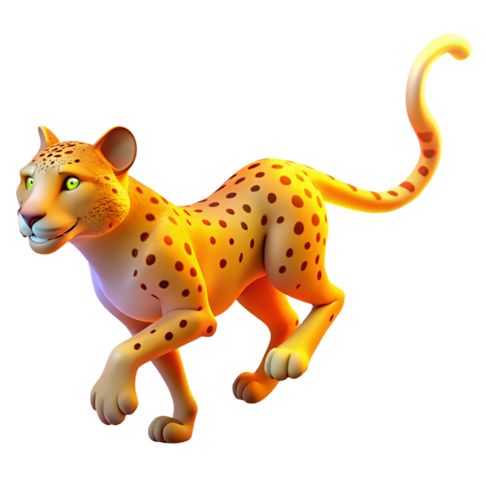 Animated Cheetah 3D Model of a Spotted Cat in Motion png