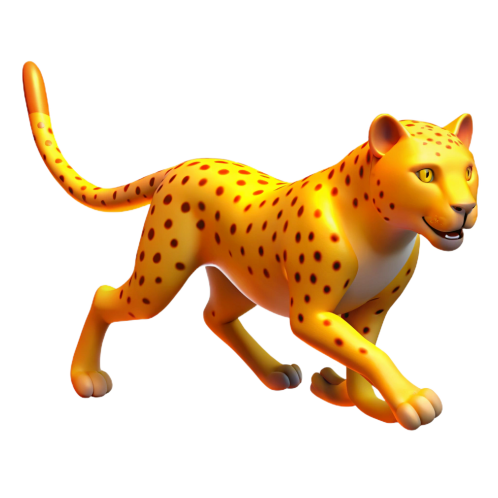 Animated Cheetah 3D Render of a Running Spotted Cat png