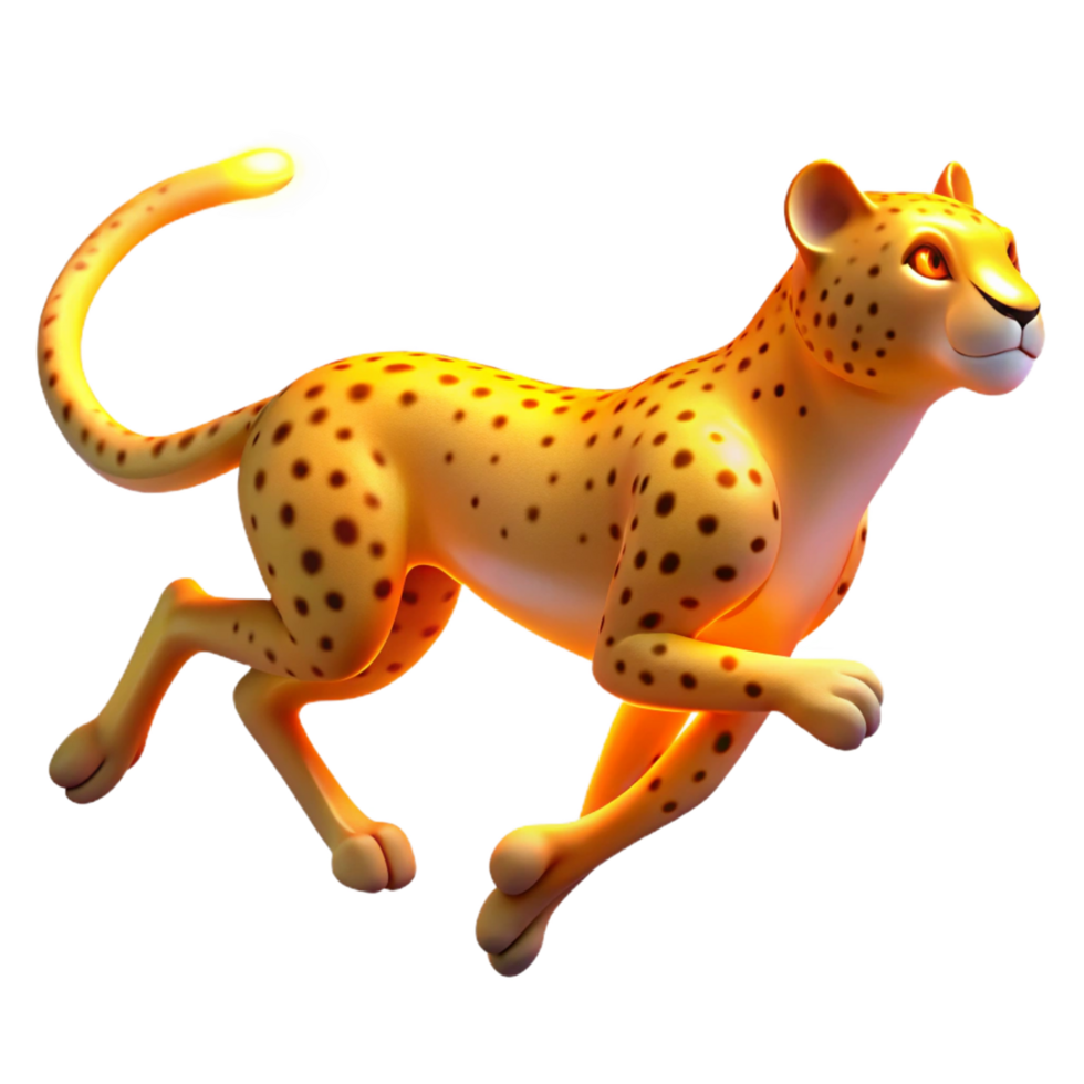Golden Cheetah in Motion A 3D Render of a Running Cheetah png