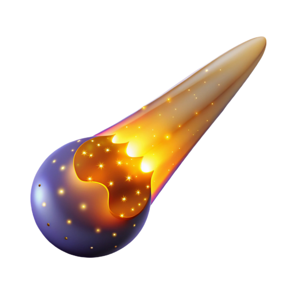 Celestial Body Glowing Comet with Internal Light png