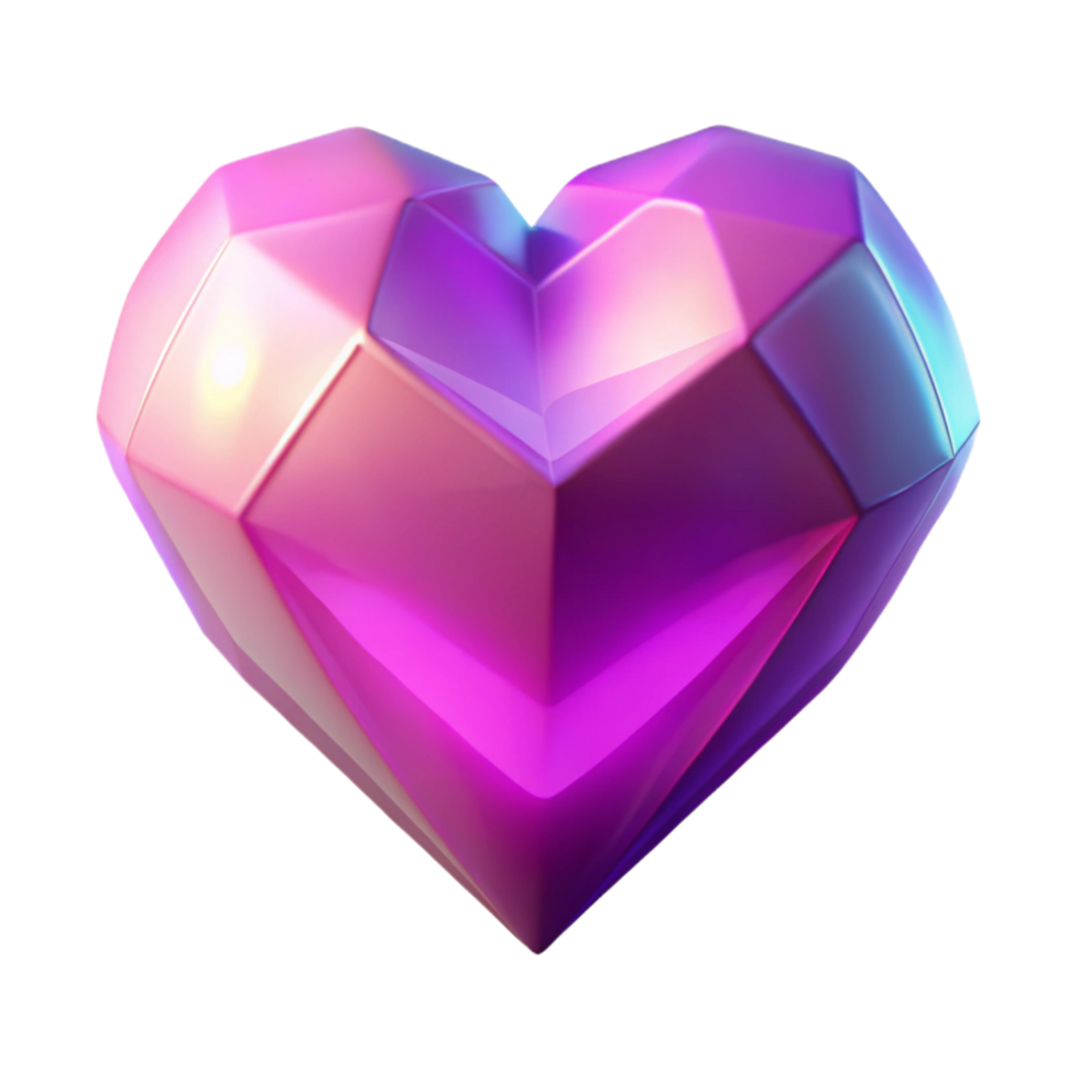 Iridescent Gem Heart A Polygonal 3D Render png