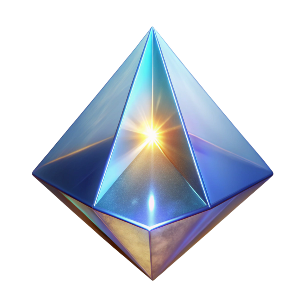 Luminous Crystal Pyramid A 3D Render of a Sparkling Gem png