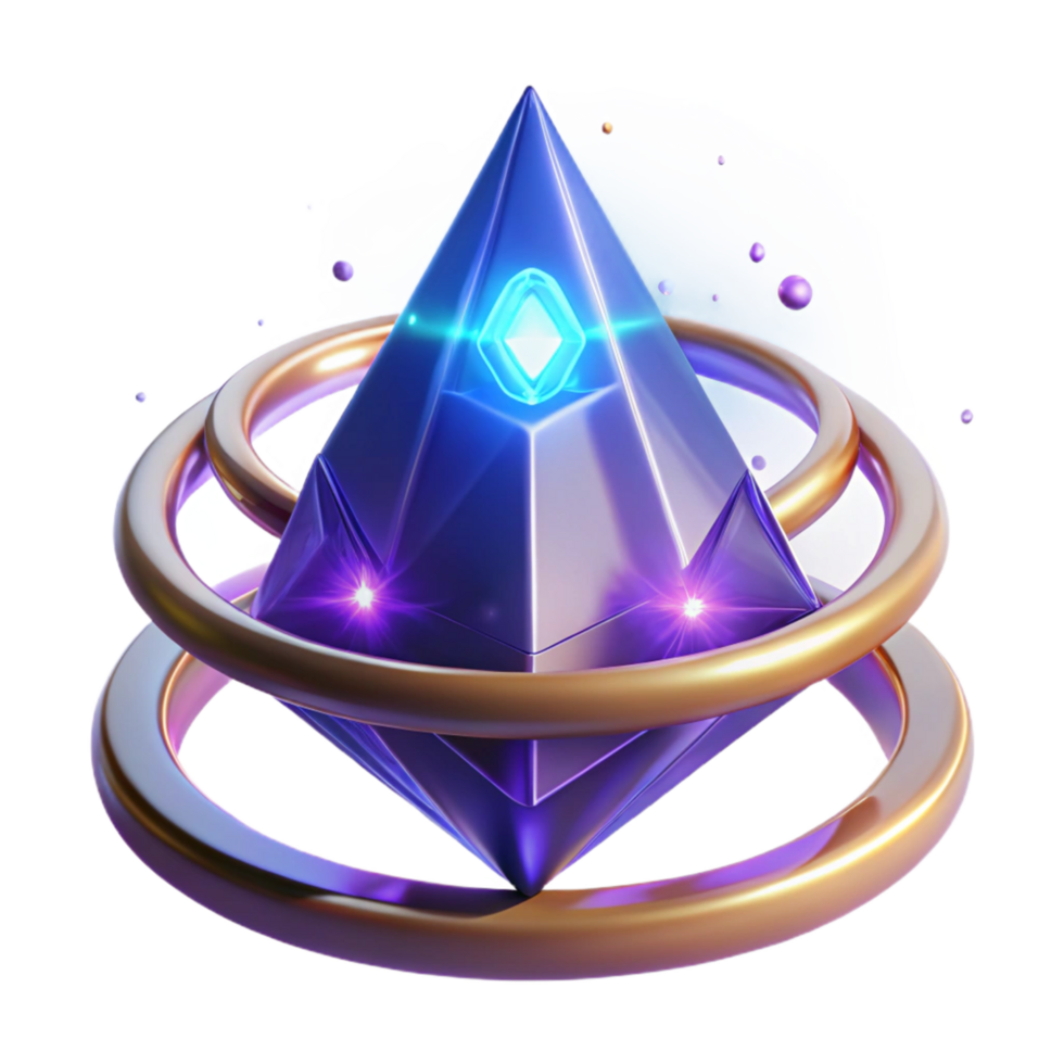 Luminous Crystal Pyramid A 3D Render of a Futuristic Gem png