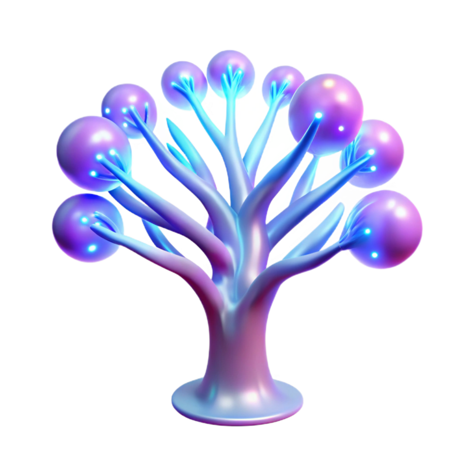 Abstract Luminous Tree Glowing Orb Branches and Stem png