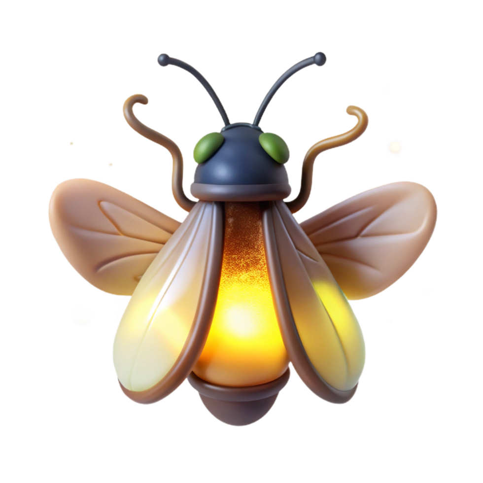 Luminous Insect 3D Render of Glowing Firefly png