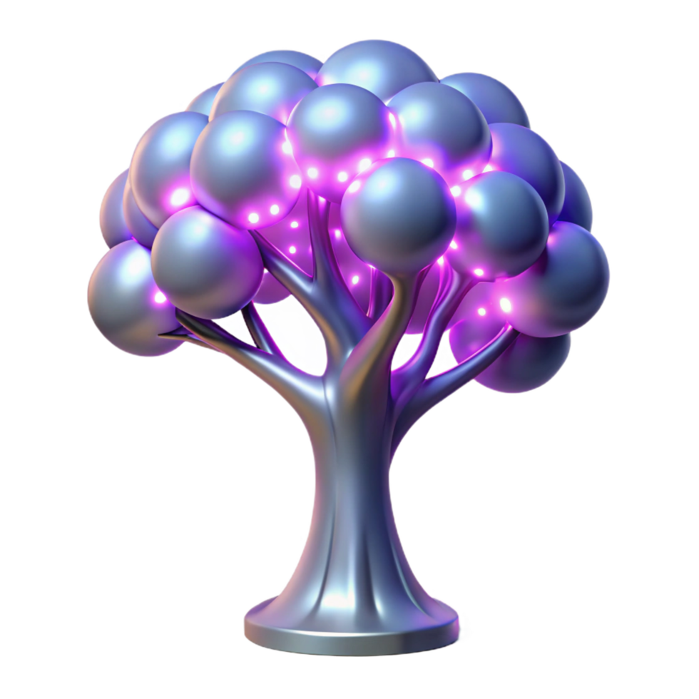 Luminous Abstract Tree 3D Render of Illuminated Spheres png