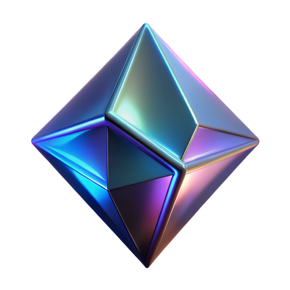 Iridescent Geometric Prism Abstract 3D Render png