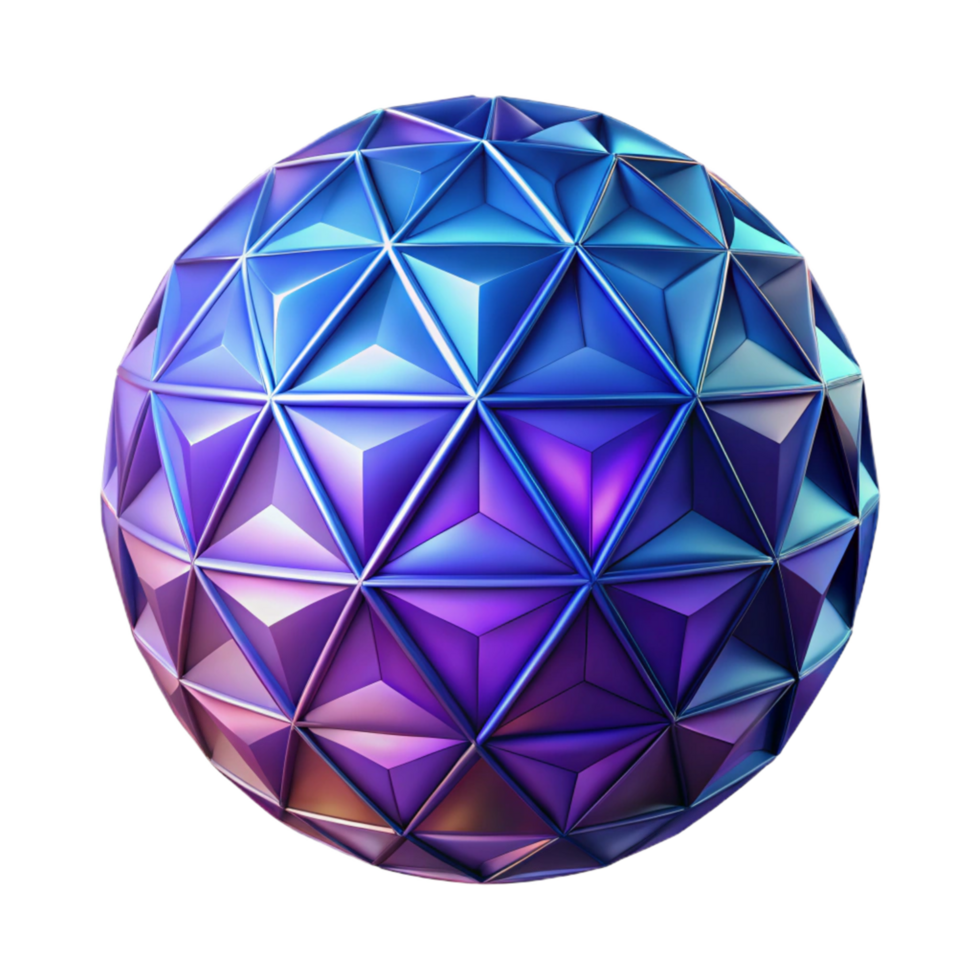 Abstract Geometric Sphere Iridescent Triangular Facets png