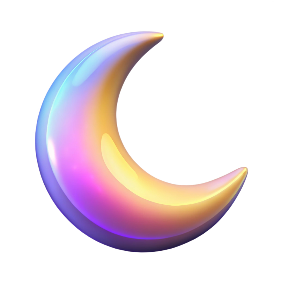 Iridescent Crescent Moon Abstract Art png