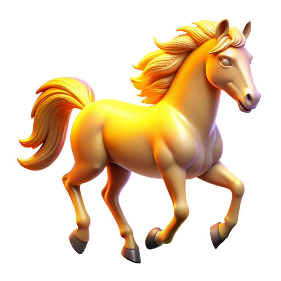 Golden Horse in Motion A 3D Render png