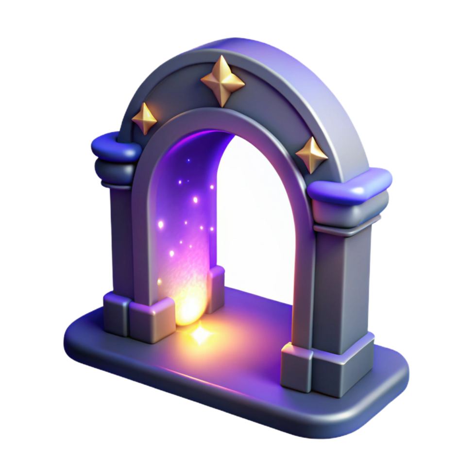 Magical Portal 3D Render of a Glowing Archway png
